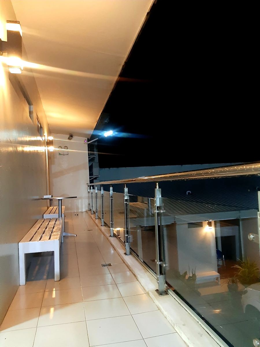 Balcony walkway at night