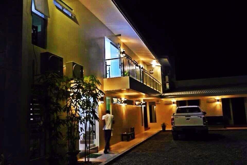Courtyard and parking at night